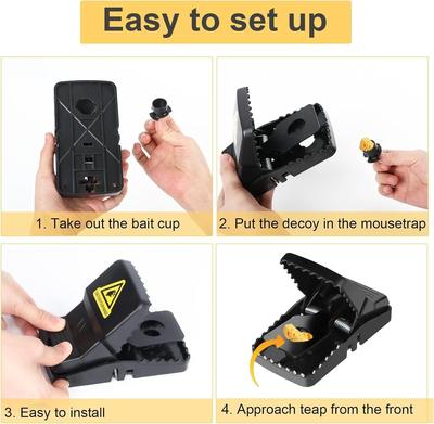 Mouse Trap Set Black ABS Plastic Durable