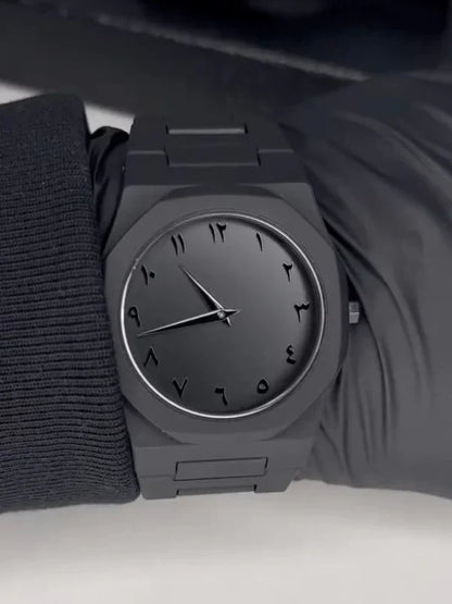 Black Aura Arabic Dial Steel Watch Water Proof