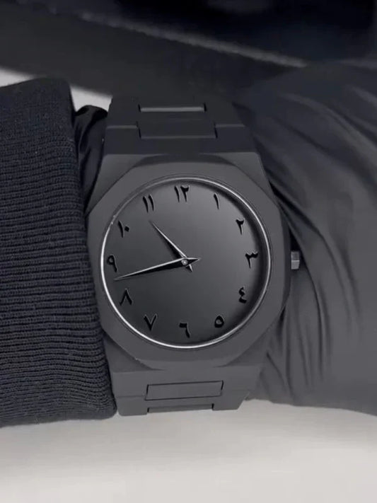 Black Aura Arabic Dial Steel Watch Water Proof
